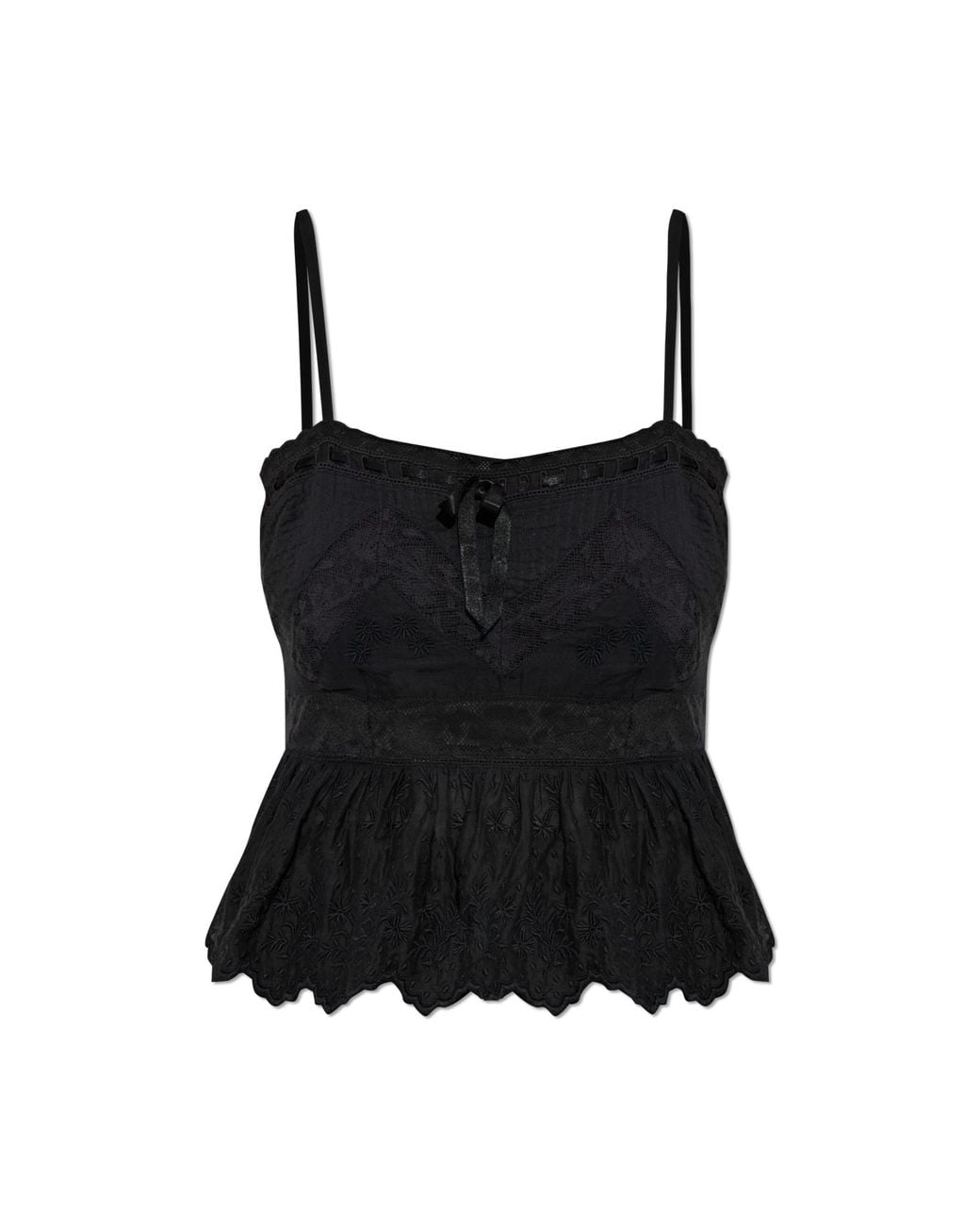 LoveShackFancy Black Top "Rowina"