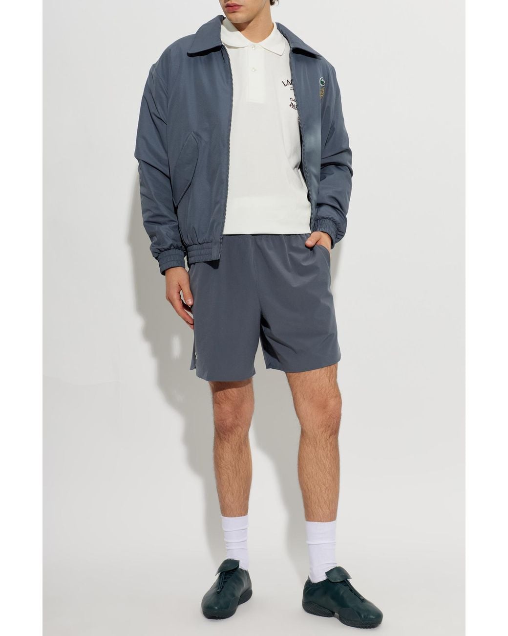 Lacoste Blue Quilted Jacket With Logo Patch for men