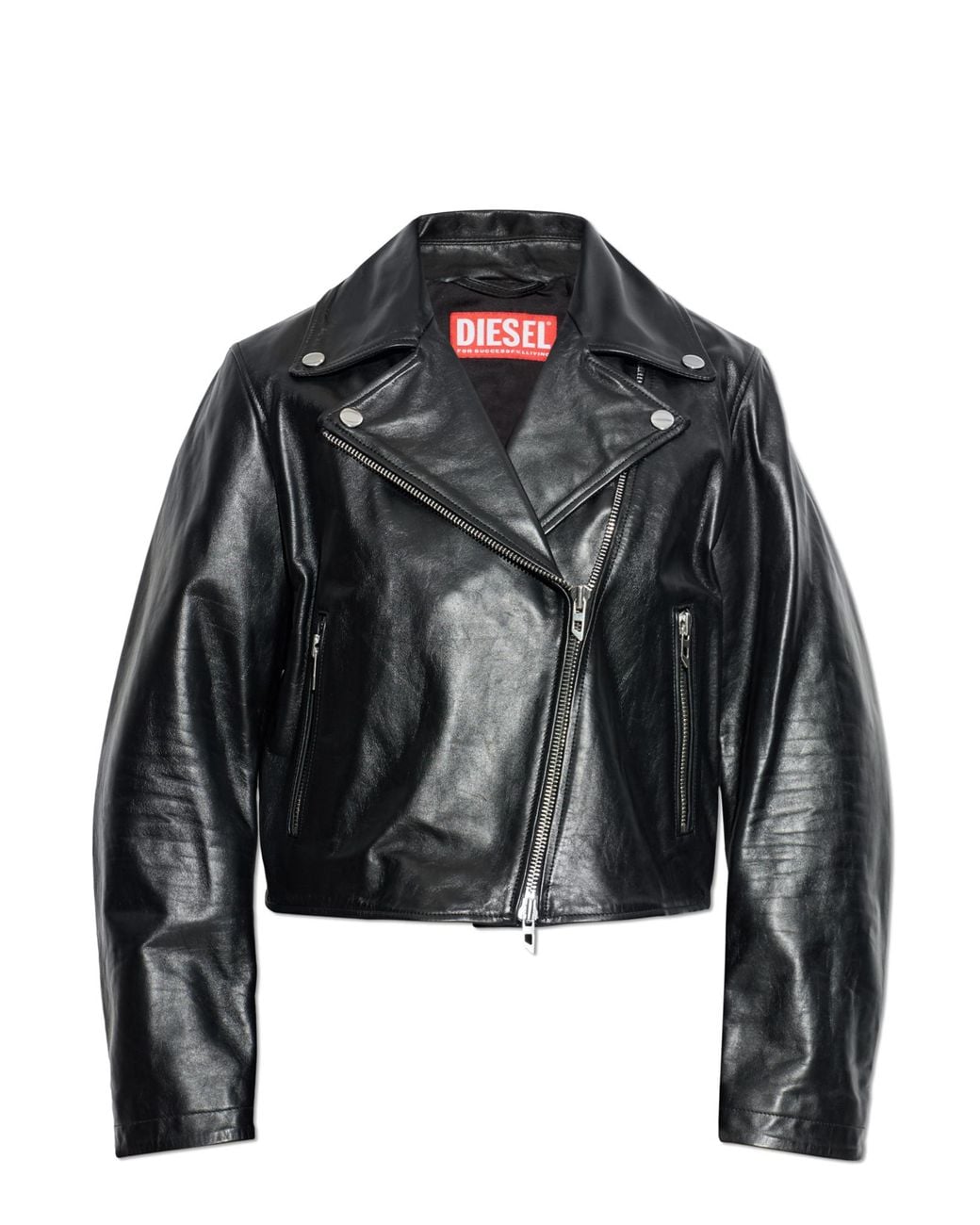 DIESEL Black Leather Jacket 'L-Unatic'