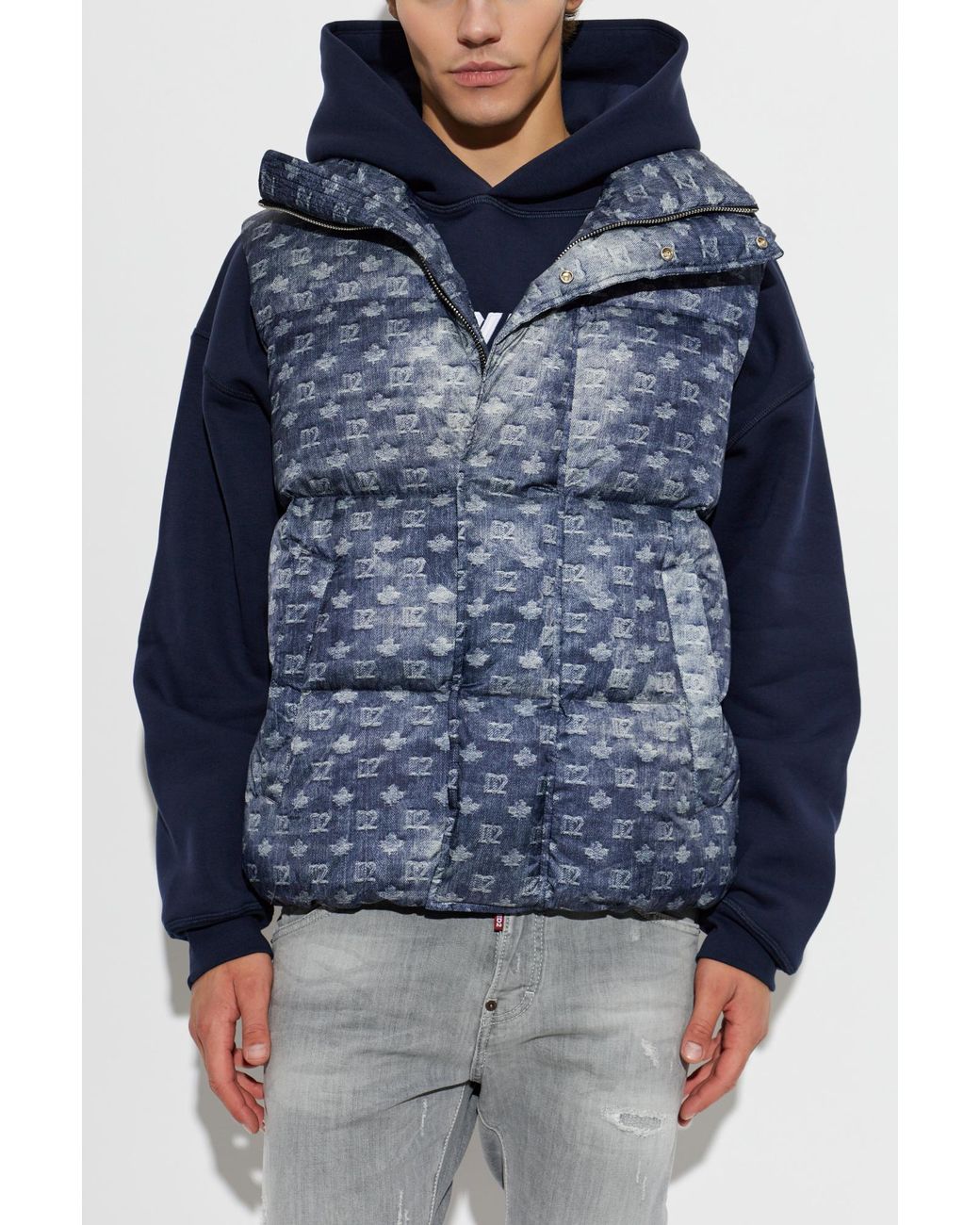 DSquared² Blue Quilted Vest for men