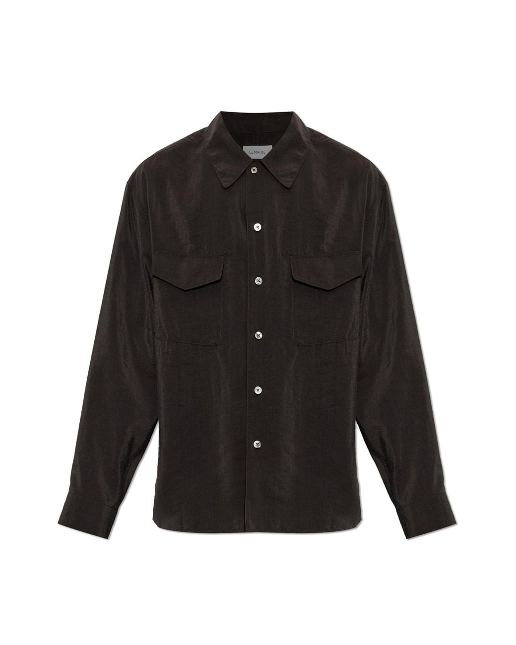 Lemaire Black Silk Shirt With Pockets for men