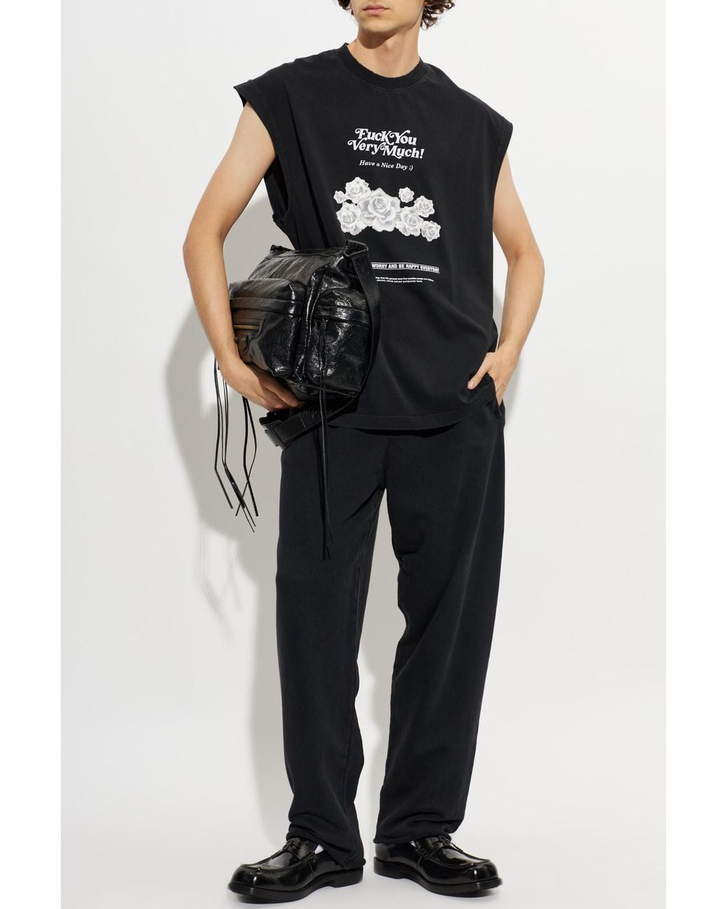 Vetements Black T-Shirt With Print for men