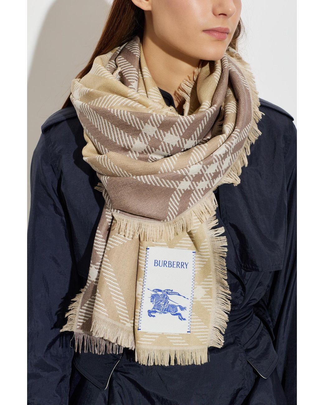 Burberry Natural Scarf With Logo