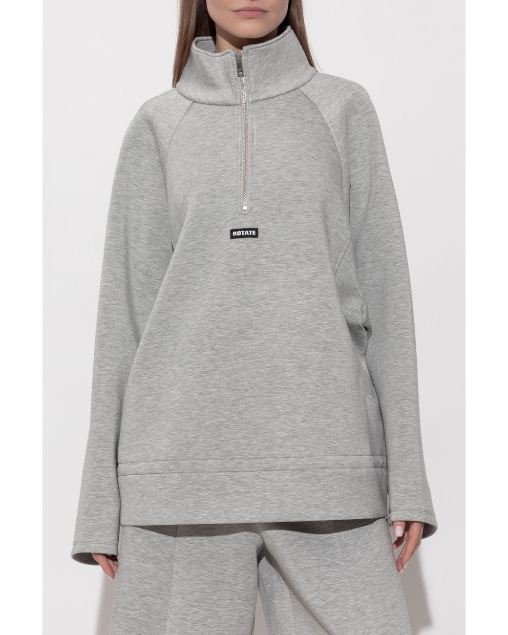 ROTATE BIRGER CHRISTENSEN Gray Sweatshirt With Logo Patch