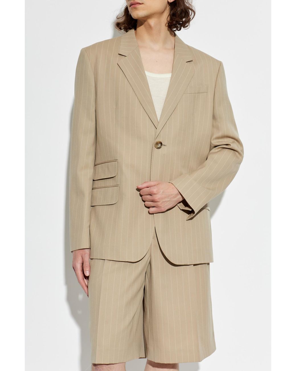 AMI Natural Wool Blazer With Single Vent for men