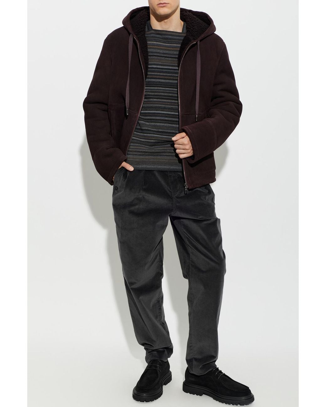 Dolce & Gabbana Brown Suede Jacket With Hood for men