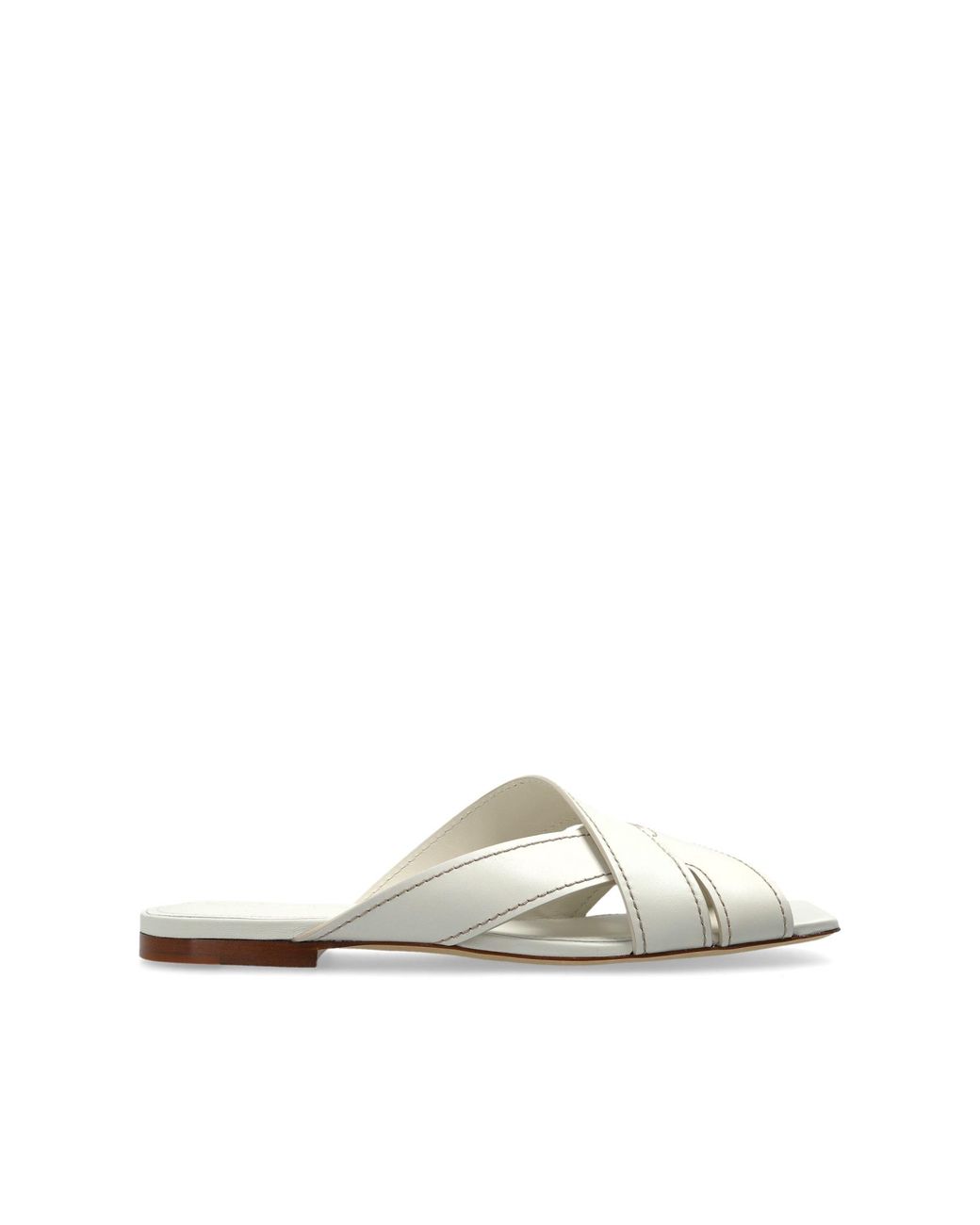 Tod's White Leather Slides