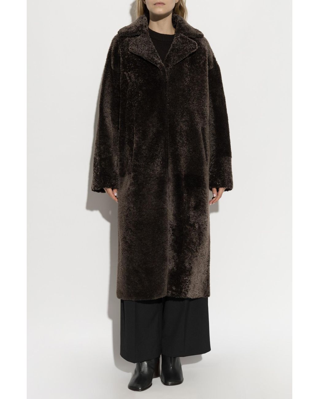 Arma Black Reversible Shearling Coat 'Ines'