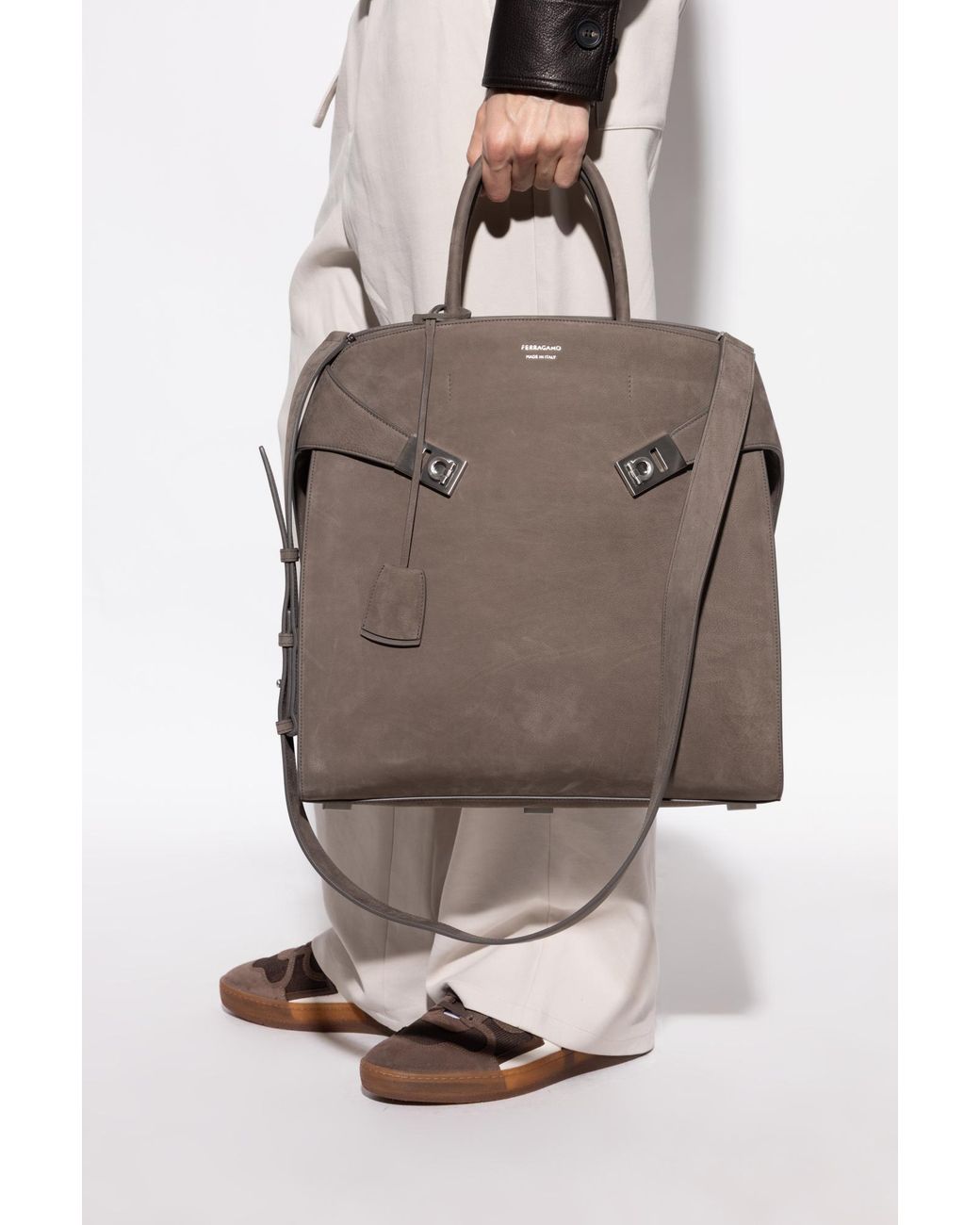 Ferragamo Suede Handbag Hug, in Brown for Men | Lyst