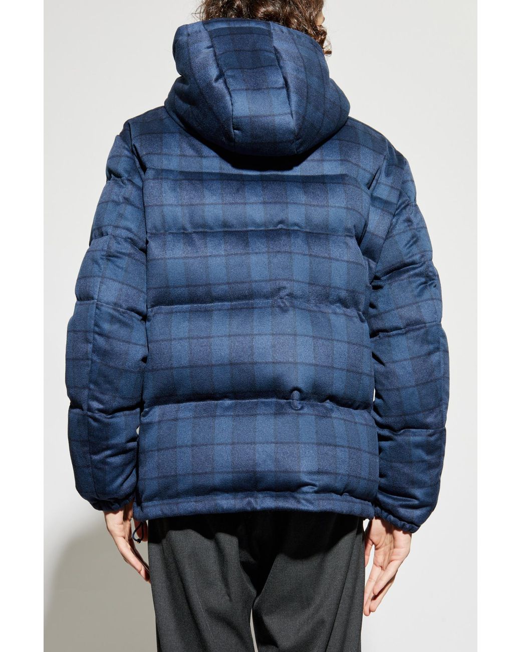 Etro Blue Down Jacket With Hood for men
