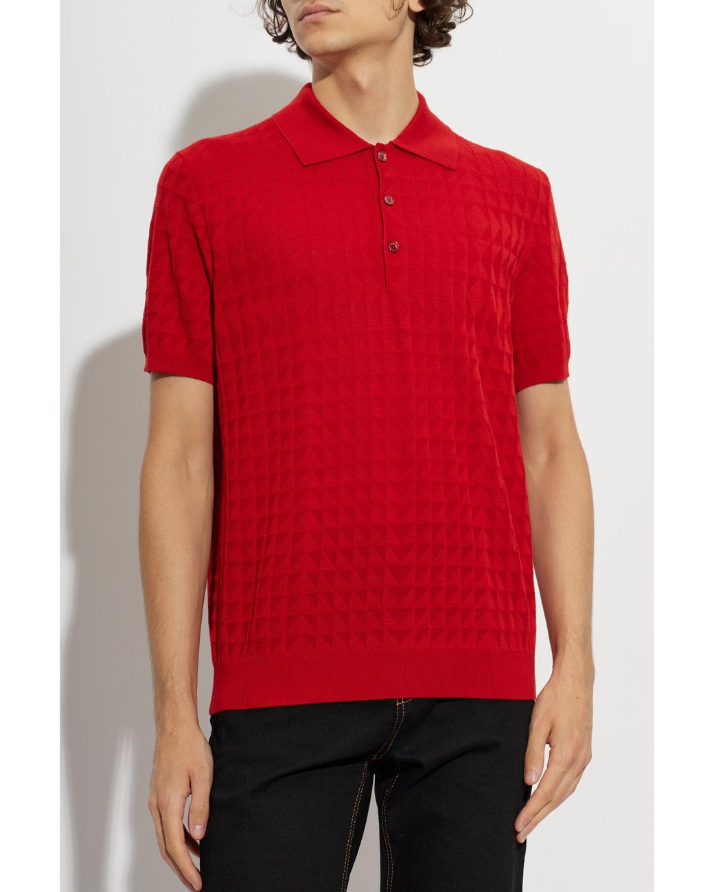 Versace Red Wool Polo for men