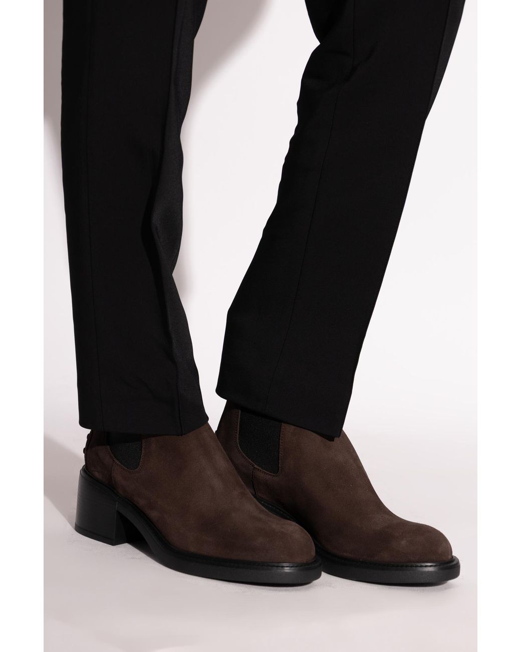Tod's Black Suede Heeled Ankle Boots