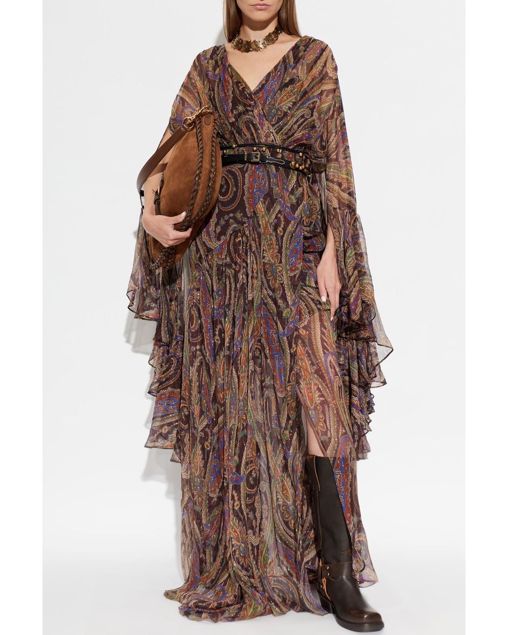 Etro Brown Dress With Lurex Thread