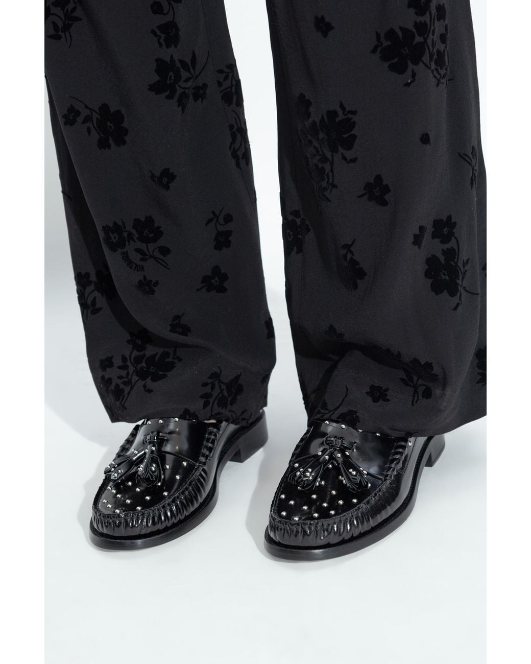 Stuart Weitzman Black 'Lottie' Loafers Shoes