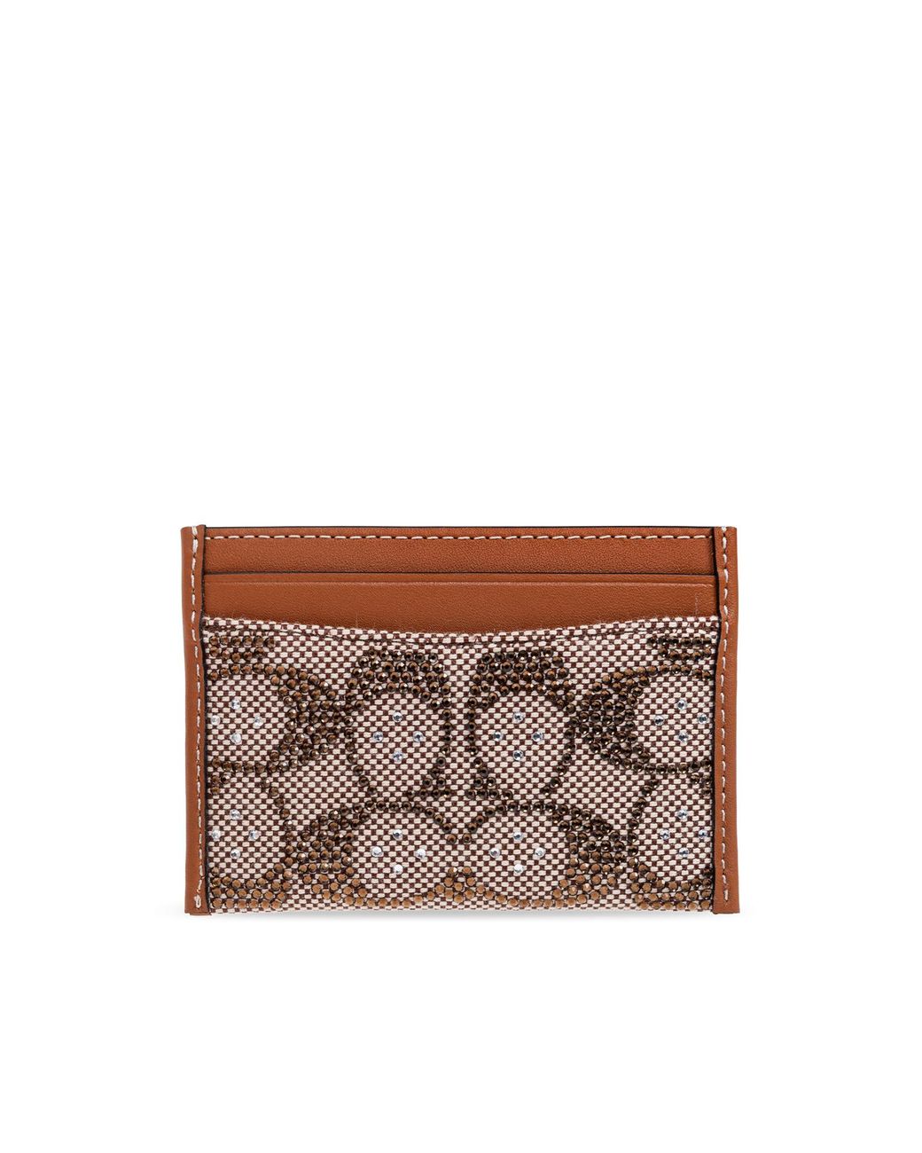 COACH Brown Card Case With Shimmering Crystals for men