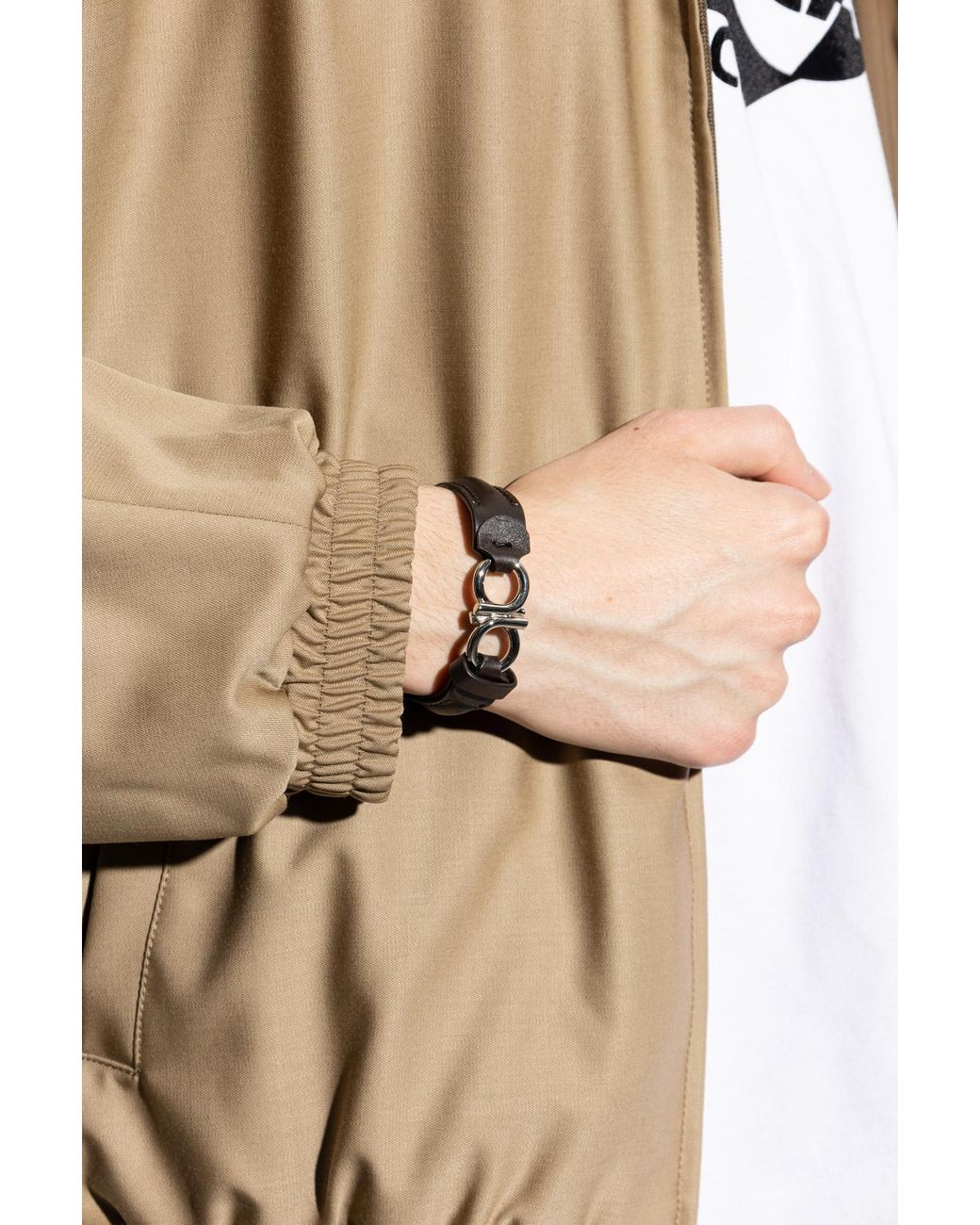 Ferragamo Black Bracelet With Logo for men