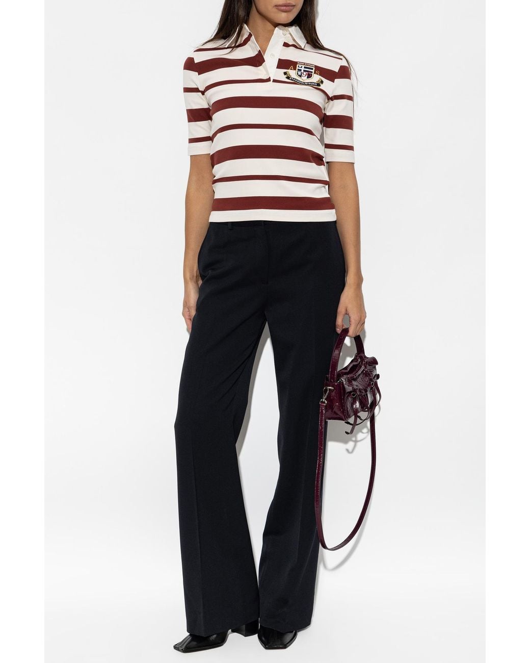 Acne Red Striped Polo Shirt