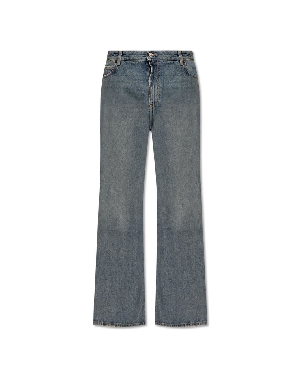 Balenciaga Loose-Fit Vintage Denim Flared Jeans in Blue for