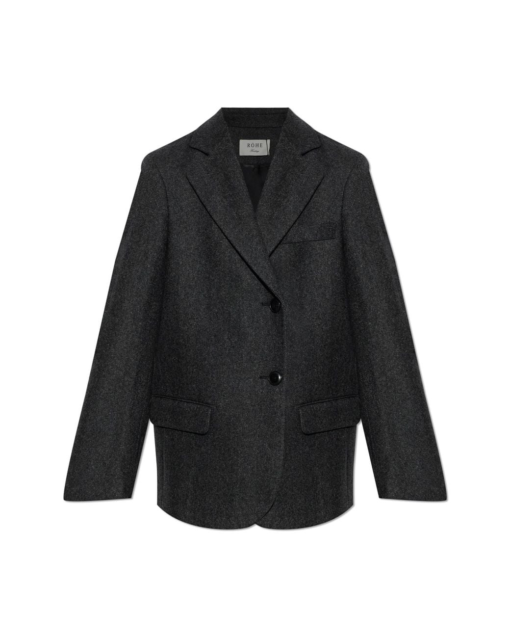 Rohe Black Double-Breasted Herringbone Blazer