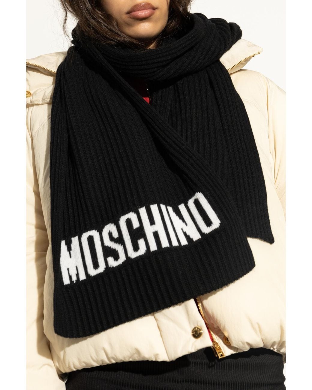 Moschino Black Scarf With Logo