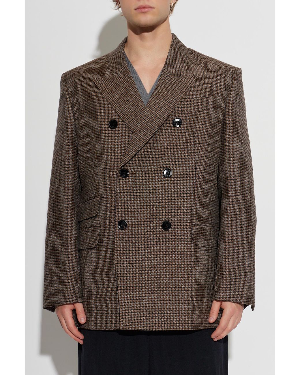 AMI Brown Wool Blazer With Double Vent for men