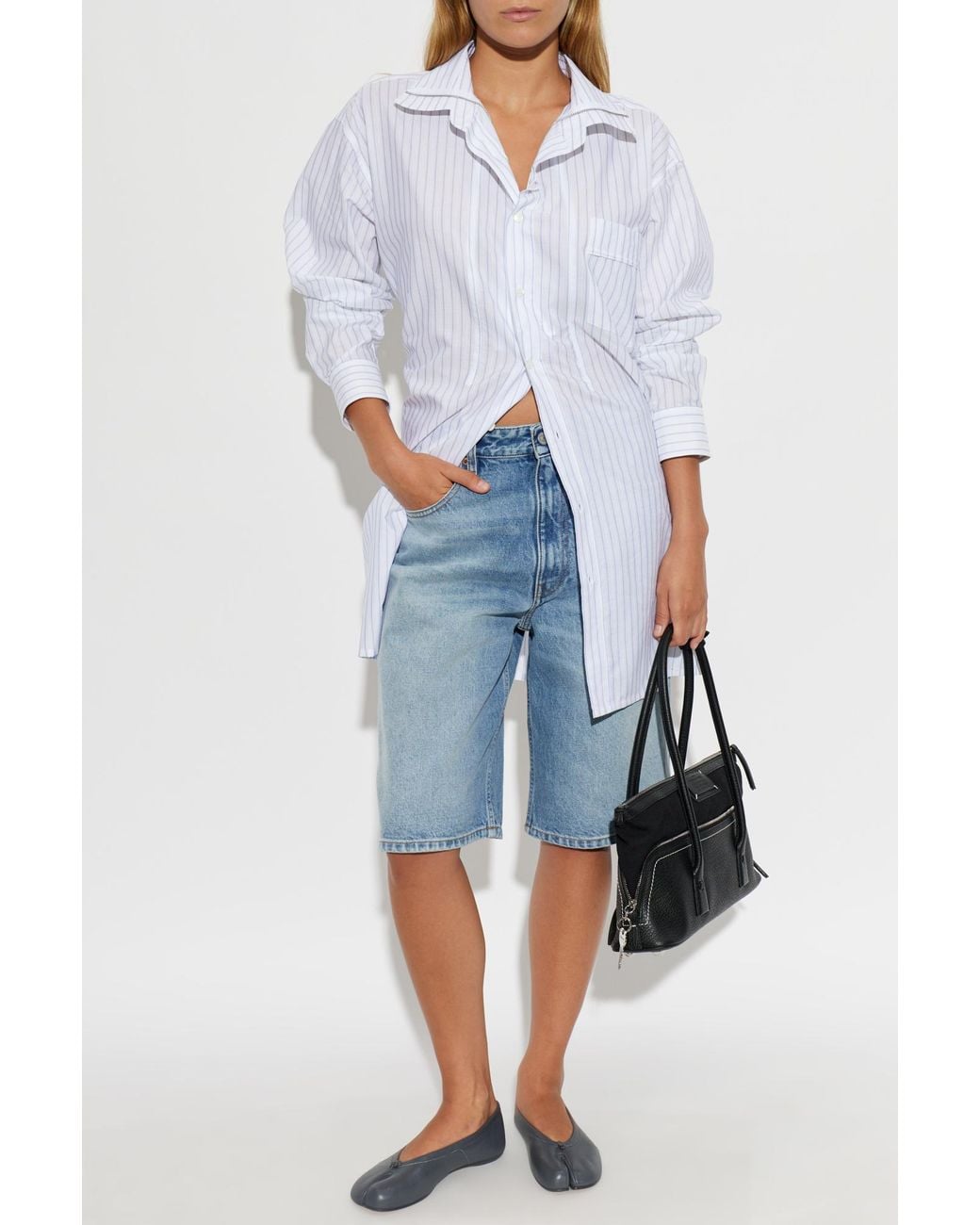 MM6 by Maison Margiela White Striped Shirt