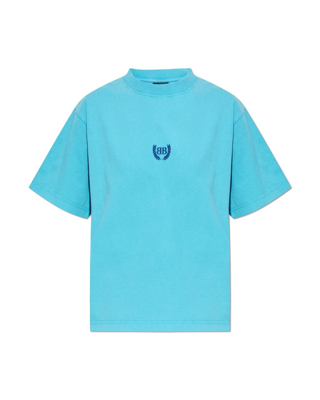 Balenciaga Blue T-Shirt With Embroidered Logo