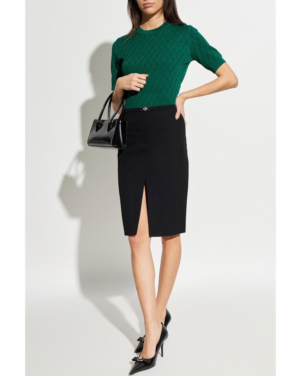 Versace Black Skirt With A Single Slit