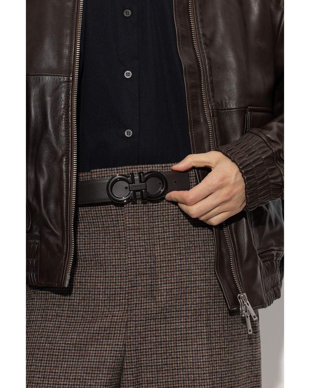 Ferragamo Black Reversible Belt for men