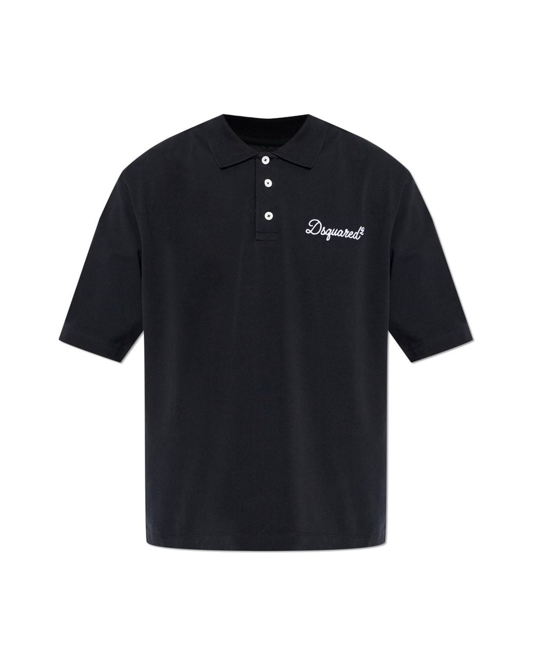 DSquared² Black Polo With Embroidered Logo for men