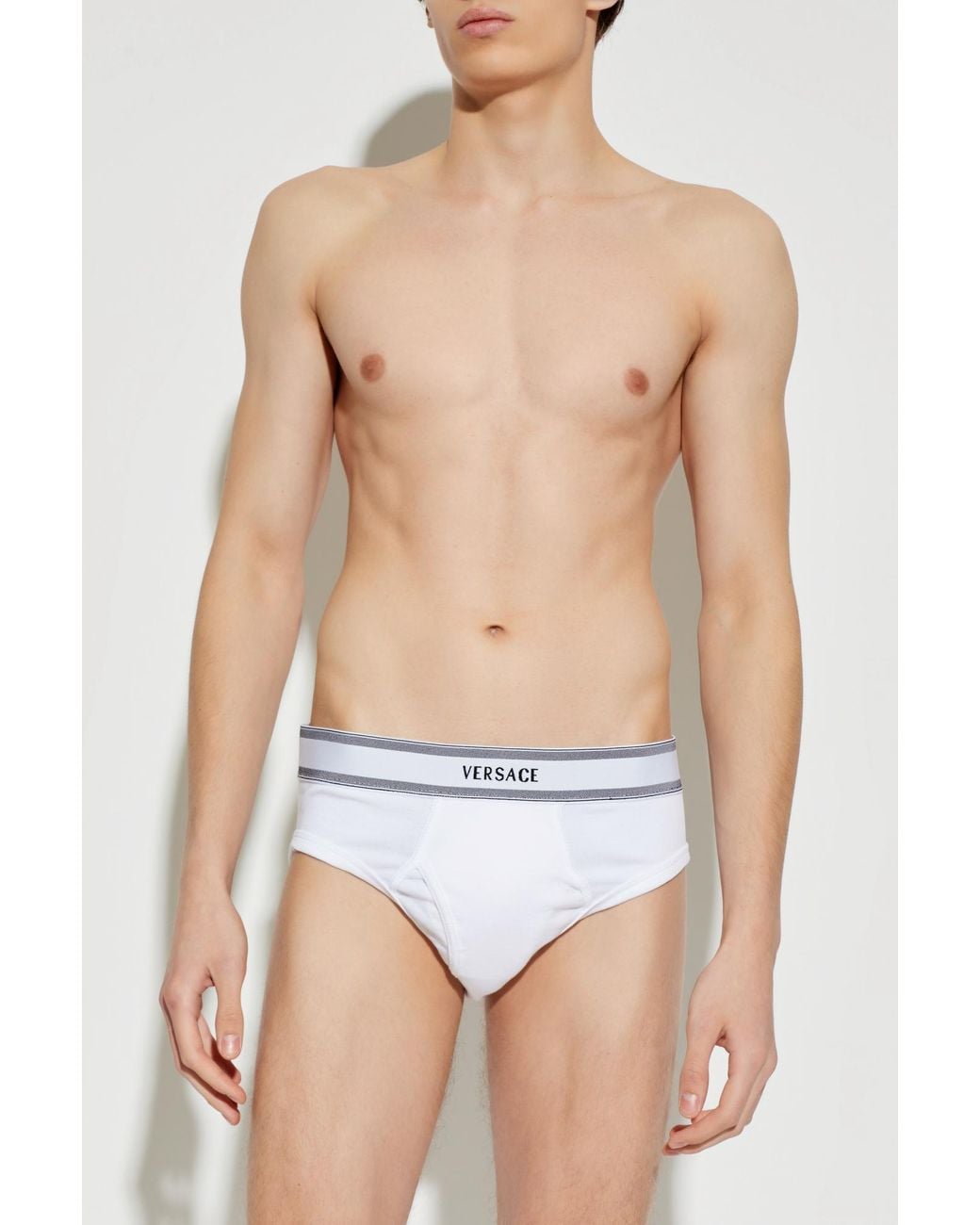 Versace White Cotton Briefs for men