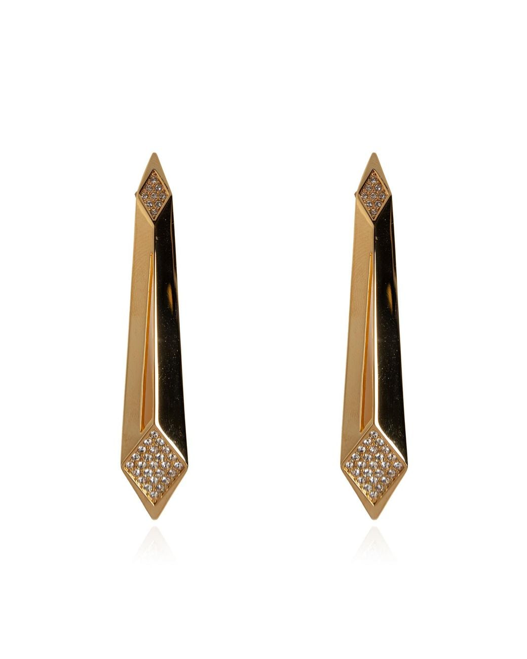Versace White Brass Earrings With Shimmering Crystals