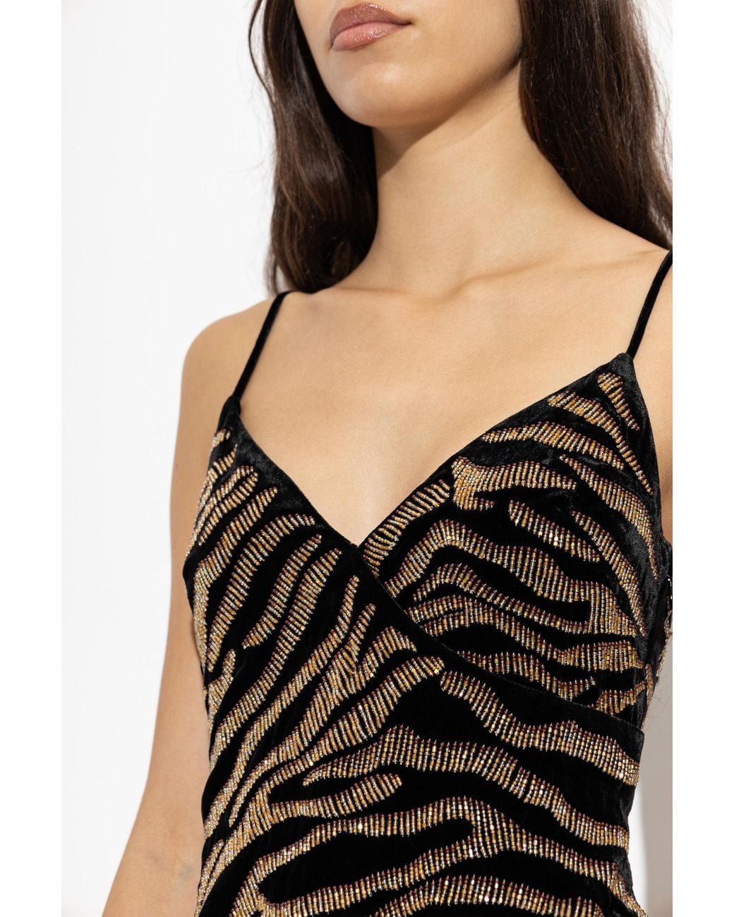 Balmain Black Velvet Dress With Shimmering Beads