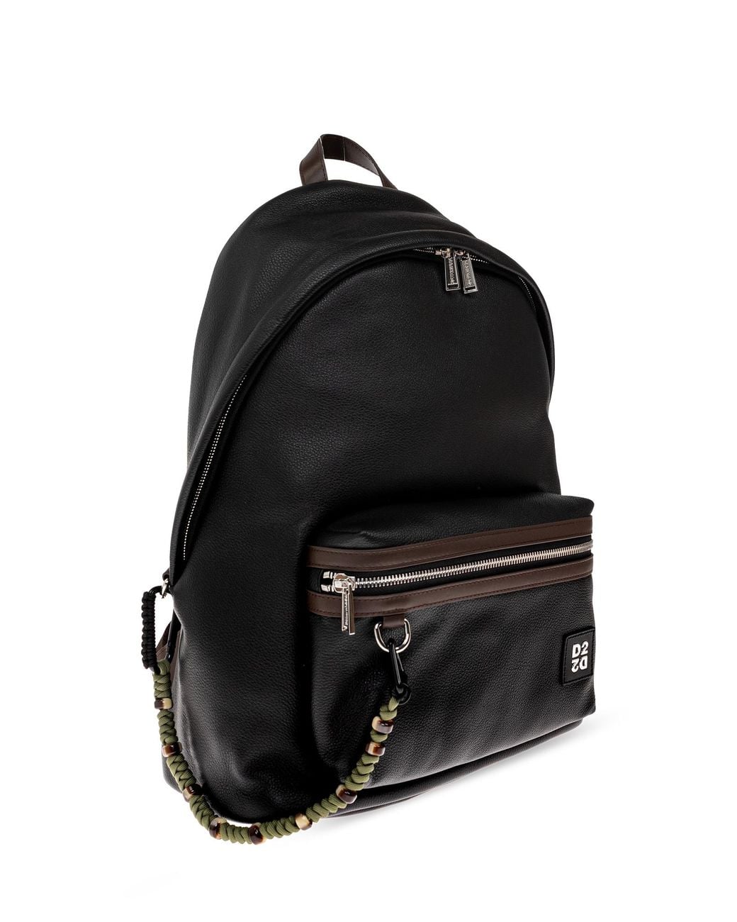 DSquared² Gray Leather Backpack With Logo for men