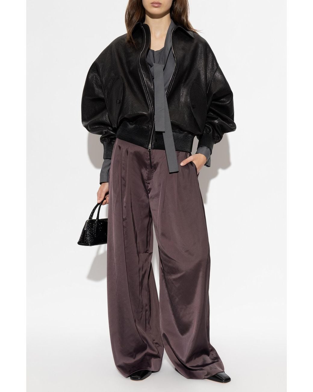 Jacquemus Black Leather Jacket 'Losange'