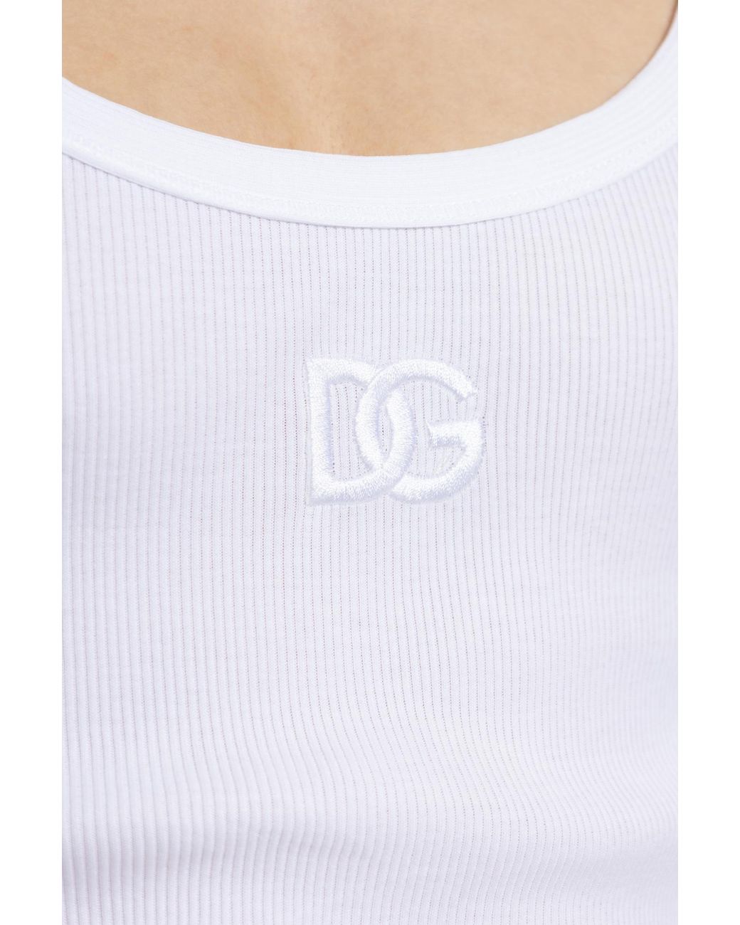 Dolce & Gabbana White Ribbed Sleeveless T-Shirt for men