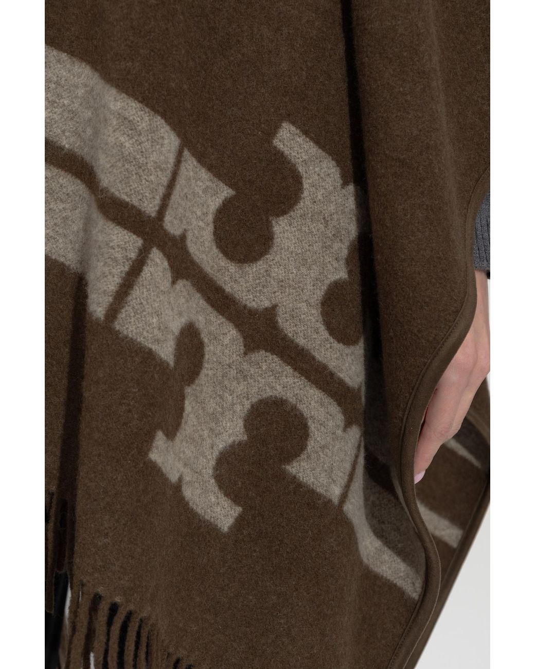 Tory Burch Brown Poncho With Logo