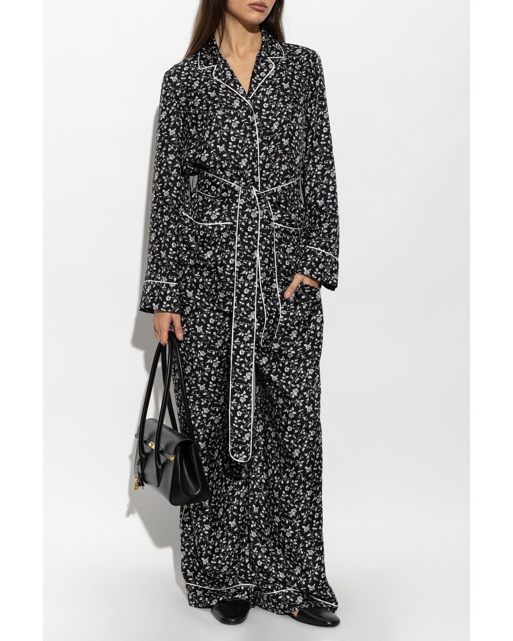 Dolce & Gabbana Black Floral Silk Trousers