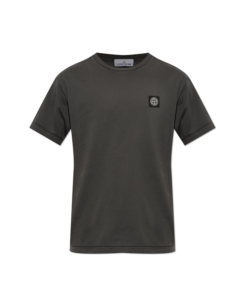 Stone Island Black T-Shirt With Logo Patch for men
