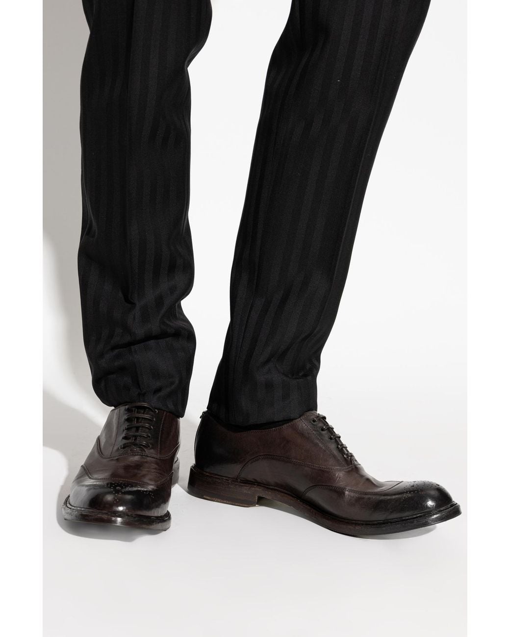Dolce & Gabbana Brown Leather Shoes With A 'Vintage' Effect for men