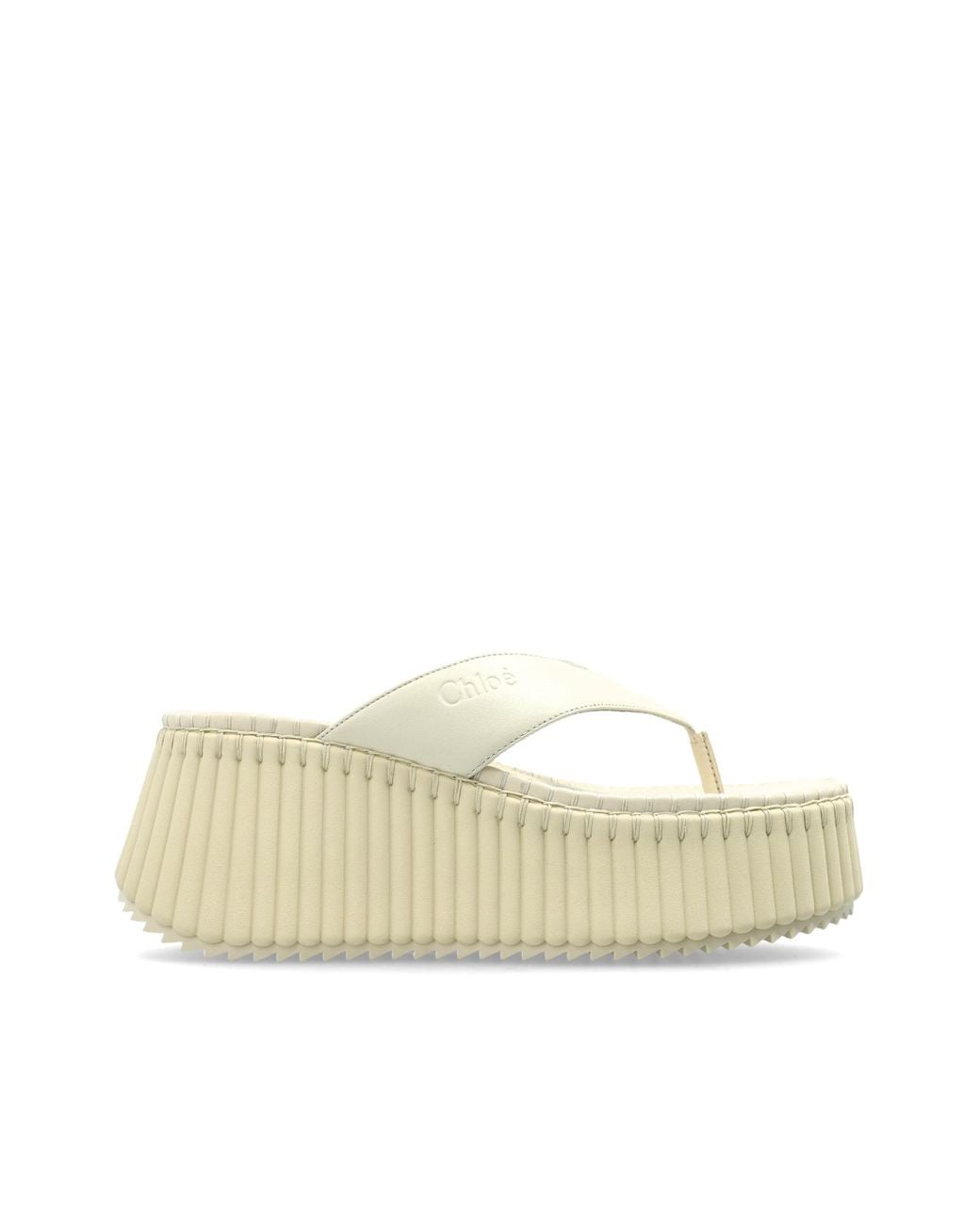 Chloé White "Nama" Wedge Sandals