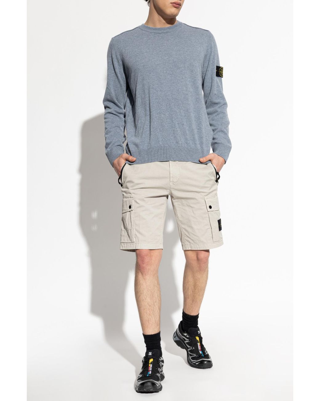 Stone Island Blue Wool Sweater With A Crew Neck for men