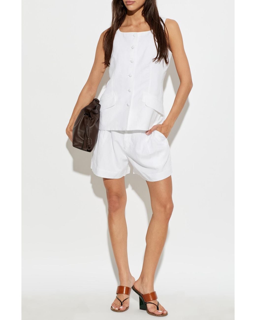 Rag & Bone White Pleated Shorts