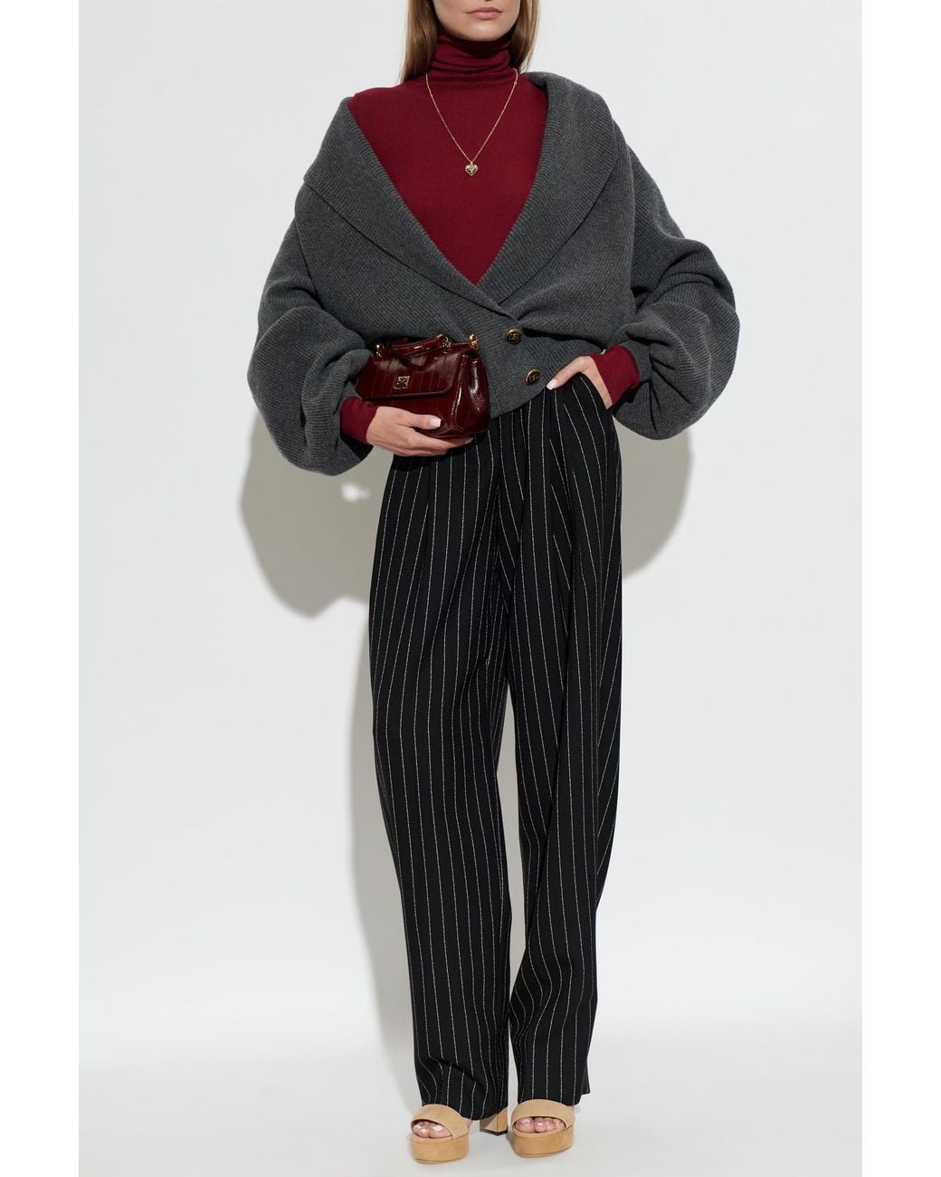 Dolce & Gabbana Black Wool Pinstripe Trousers
