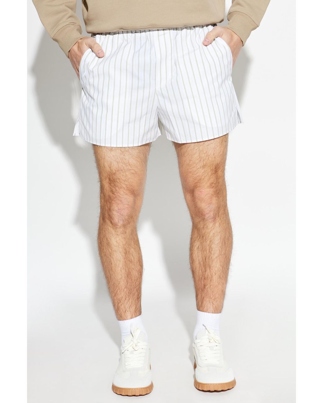 AMI White Ribbed Shorts for men