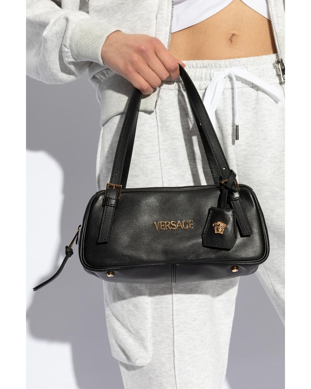 Versace Black Leather Shoulder Bag