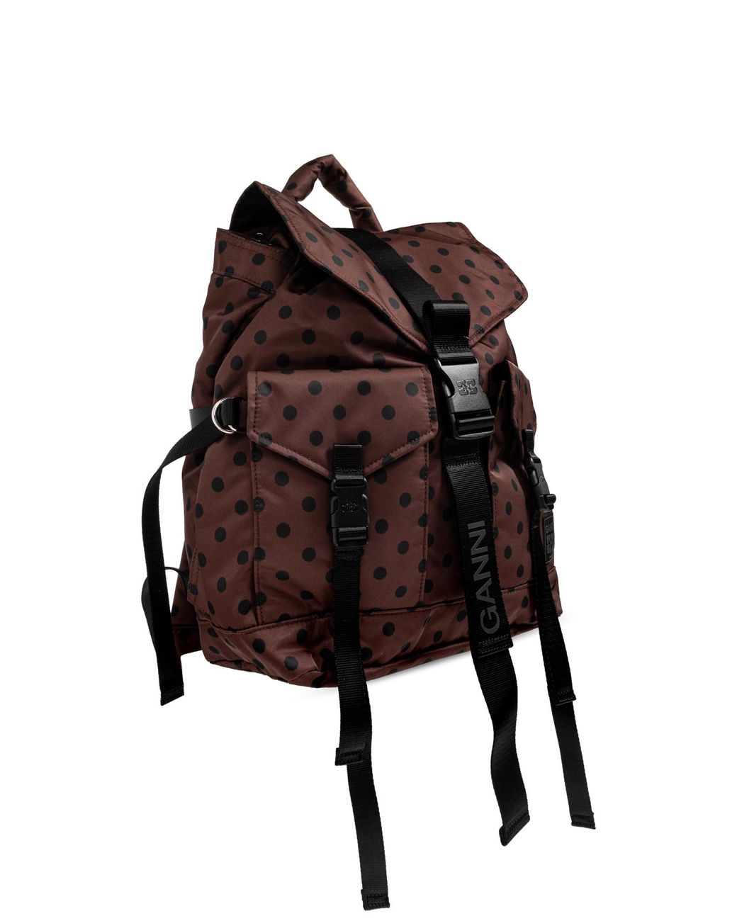 Ganni Brown Backpack With Polka Dot Pattern