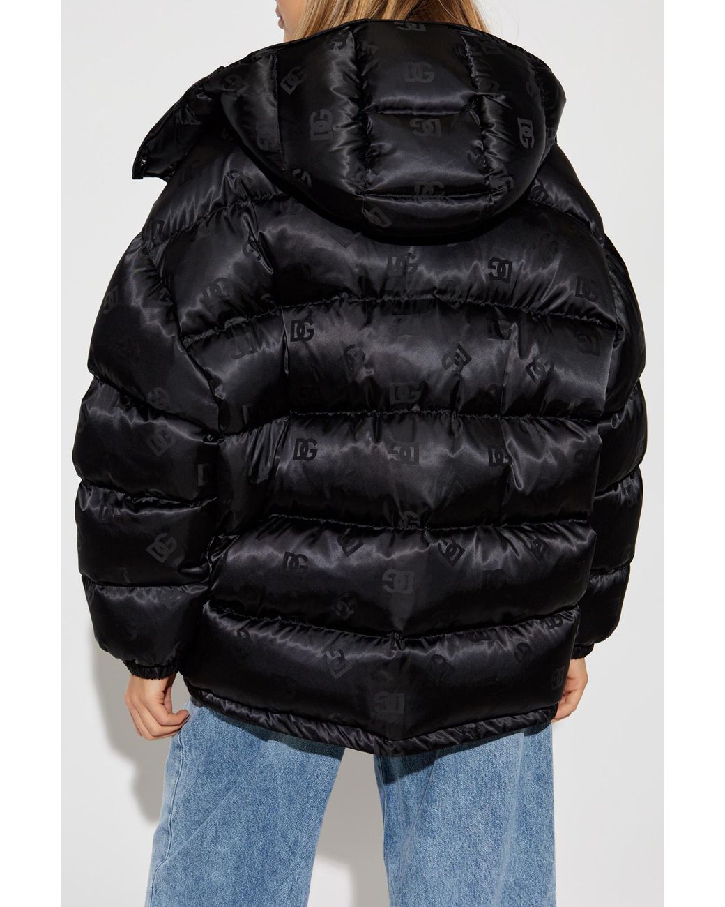 Dolce & Gabbana Black Quilted Logo-Print Down Jacket