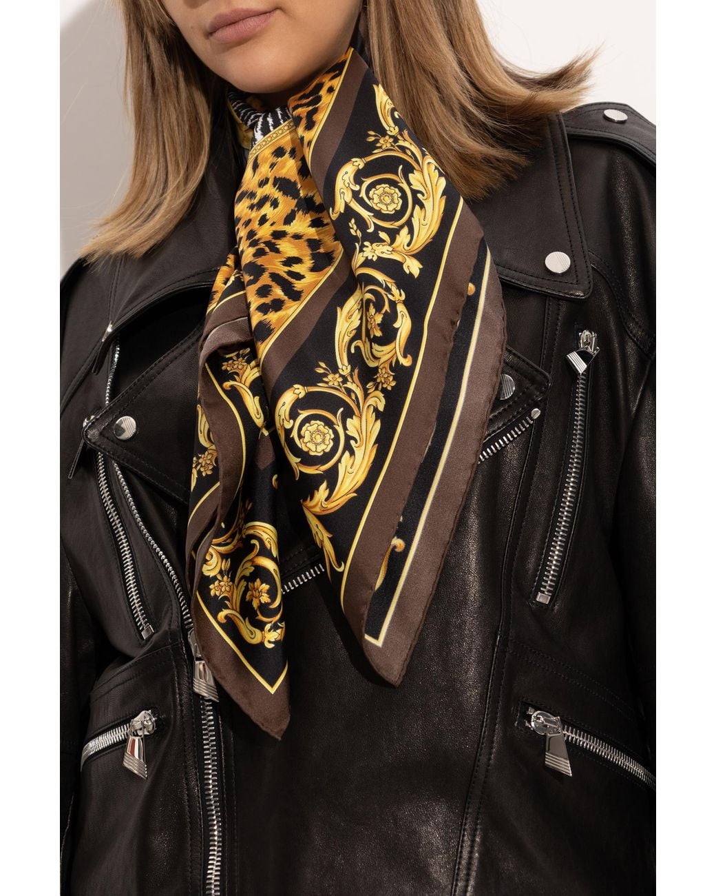 Versace Silk Scarf With Print in Black | Lyst
