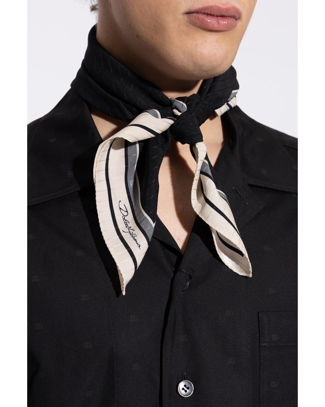 Dolce & Gabbana Black Silk Scarf for men
